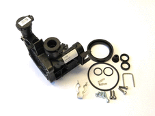 Windhager Hydroblock rechts mit Drucksen sor (Rücklauf) inkl. Dichtung für Siphon