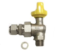 Windhager Gasabsperrhahn 1/2" Eckform, m it TAS und 1/2" Überwurfmutter XenoWIN W