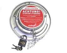 Windhager Verschlussdeckel belüftbar mit Kette, Vorhängeschloss und Aufkleber Pe