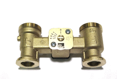 Windhager Thermoregler mit H-Stück, 45°C , DN25, MS blank,m.Bypaß ab 06/99 ohne L