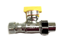 Windhager Gasabsperrhahn 1/2"IG gerade, mit TAS (gelb), verchromt