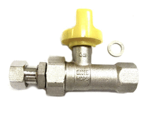 Windhager Gasabsperrhahn 1/2"IG gerade, mit TAS und 1/2" Überwurfmutter